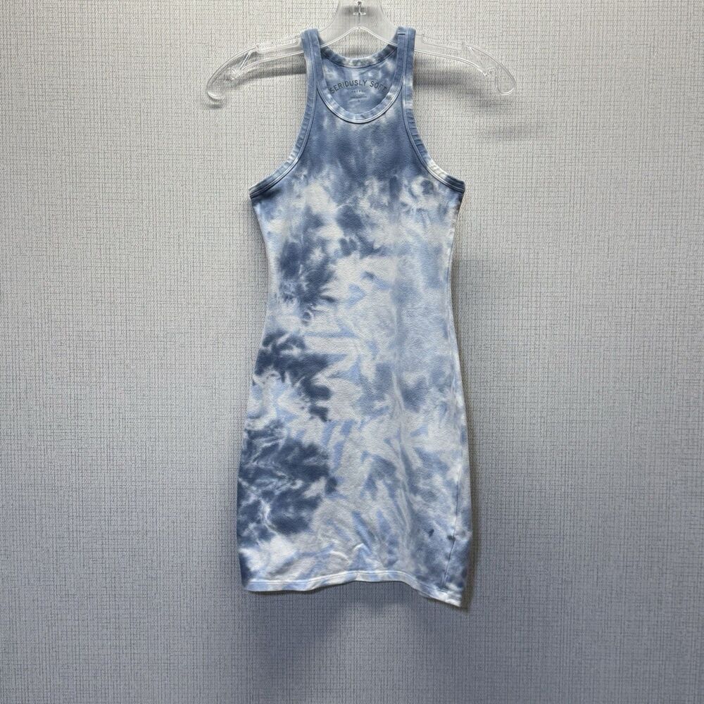 Aeropostale Bodycon Dress Womens Small Blue Tie Dye Racerback Summer Festival